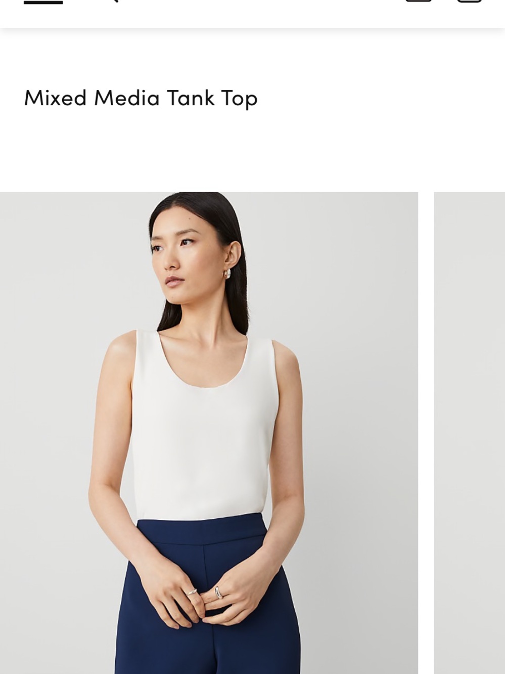 Ann Taylor Mixed Media Tank Top - White